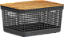 Cesto Organizador Grid 8 Litros Tampa Bambu Preto - Imagem 1