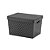 Cesto Organizador Com Tampa Quadratta 39x29x24cm Chumbo - Imagem 1