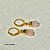 Brinco Argolinha Quartzo Rosa Gotinha - Dourado - Imagem 1