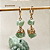 Brinco Argola Quartzo Verde Bruto Duplo Dourado— 2 Cristais Fecho Click - Imagem 1