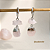 Brinco Argola Quartzo Rosa Duplo Prateado - 2 Cristais com Fecho Click - Imagem 1
