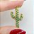 Colar com Pingente de Cacto Cravejado com Zircônias Esmeralda com Banho de Ouro18k - Imagem 1