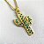 Colar com Pingente de Cacto Cravejado com Zircônias Esmeralda com Banho de Ouro18k - Imagem 2