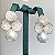 Brinco de flor 3 pétalas cravejadas com zircônias cristal e pérola shell com Banho de Ouro 18k - Imagem 1