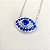 Colar olho grego cravejado com zircônias cristal e azul em prata 925 com banho de ródio branco - Imagem 6