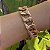 Pulseira de elos quadrados lisos e cravejados com zircônias na cor cristal 18cm de comprimento com banho de ouro 18k - Imagem 8