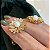 Brinco flor com pérola shell cravejada com zircônias na cor cristal com banho de ouro 18k - Imagem 6