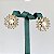 Brinco flor com pérola shell cravejada com zircônias na cor cristal com banho de ouro 18k - Imagem 1