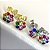 Brinco flor pequena aravejada com zircônias coloridas rainbow em prata 925 com banho de ouro 18k ou ródio branco - Imagem 11
