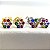 Brinco flor pequena aravejada com zircônias coloridas rainbow em prata 925 com banho de ouro 18k ou ródio branco - Imagem 1