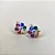 Brinco flor pequena aravejada com zircônias coloridas rainbow em prata 925 com banho de ouro 18k ou ródio branco - Imagem 8