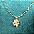 Colar bolinhas 60cm de comprimento com pingente de flor colorida (laranja e rosa) com banho de ouro 18k - Imagem 3
