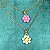 Colar liso com pingente de flor colorida (rosa e laranja ou branca e amarela) com banho de ouro 18k - Imagem 6
