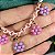 Colar elos portugueses rosa com pingentes de flores coloridas com banho de ouro 18k - Imagem 4