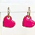 Brinco argola cravejada com pingente (seta ou coração) esmaltado (pink ou amarelo) com banho de ouro 18k - Imagem 3
