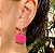 Brinco argola cravejada com pingente (seta ou coração) esmaltado (pink ou amarelo) com banho de ouro 18k - Imagem 1