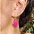 Brinco argola cravejada com pingente (seta ou coração) esmaltado (pink ou amarelo) com banho de ouro 18k - Imagem 6