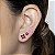 Brinco quadrado zircônia pink magenta com banho de ródio branco - Imagem 1