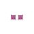 Brinco quadrado zircônia pink magenta com banho de ródio branco - Imagem 2