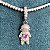 Pingente filho filha cravejado com zircônias e coração (magenta, turquesa ou cristal) modelo B com banho de ródio branco - Imagem 8