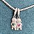 Pingente filho filha cravejado com zircônias e coração (magenta, turquesa ou cristal) modelo B com banho de ródio branco - Imagem 2