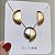 Conjunto colar e brinco círculos com pingente acetinado fosco com banho de ouro 18k e ródio branco - Imagem 5