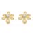 Brinco flor grande aramada lisa com banho de ouro 18k e miolo com banho de ródio branco - Imagem 14