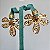 Brinco flor grande aramada lisa com banho de ouro 18k e miolo com banho de ródio branco - Imagem 12