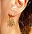 Brinco argola lisa com pingente "Girl Pwr" com banho de ouro 18k - Imagem 2