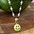Colar de Mini Pérolas e Contas Negras com Pingente Smile e Banho de Ouro 18k - Imagem 2