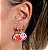Brinco argola com pingente smile esmaltado (pink, lilás, rosa claro, verde água ou laranja neon) com banho de ouro 18k - Imagem 1