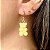 Brinco Argola Lisa com Pingente Gummy Bear Colorido Sólido com Banho de Ouro 18k - Imagem 3