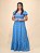 Vestido Longo Lastex Viscolinho Azul Floral - Imagem 2