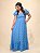 Vestido Longo Lastex Viscolinho Azul Floral - Imagem 3