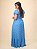 Vestido Longo Lastex Viscolinho Azul Floral - Imagem 4