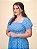 Vestido Longo Lastex Viscolinho Azul Floral - Imagem 5