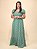 Vestido Longo Lastex Viscolinho Verde Floral - Imagem 2