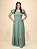 Vestido Longo Lastex Viscolinho Verde Floral - Imagem 3