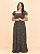 Vestido Longo Lastex Viscolinho Preto Floral - Imagem 1