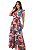 Vestido Longo 3 Marias Franjinha Decote V Estampado Turquesa/Coral Ref. L3S - Imagem 5