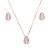 Conjunto Gota Rosa Banhado a Ouro 18k - Imagem 2