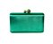 Bolsa Clutch Verde Cetim Quadrado Fecho Cristais - Imagem 1