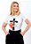 T-SHIRT FEMININA - CRUZ MORREU COMO UM CORDEIRO - COR MARFIM - Imagem 1