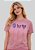 T-SHIRT FEMININA - FÉ, ESPERANÇA, AMOR - STRASS - COR ROSA CLARO - Imagem 3