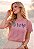 T-SHIRT FEMININA - FÉ, ESPERANÇA, AMOR - STRASS - COR ROSA CLARO - Imagem 1