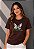 T-SHIRT FEMININA - TRANSFORMADA - COR MARROM - Imagem 1