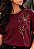T-SHIRT FEMININA - FLOR ELEGANTE - COR BORDO - Imagem 1