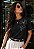 T-SHIRT FEMININA - FLOR ELEGANTE - COR PRETO - Imagem 8