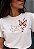 T-SHIRT FEMININA - PROTEGIDA POR DEUS BORBOLETA - COR MARFIM - Imagem 1