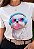 T-SHIRT FEMININA - CACHORRO COM FONE - COR MARFIM - Imagem 1